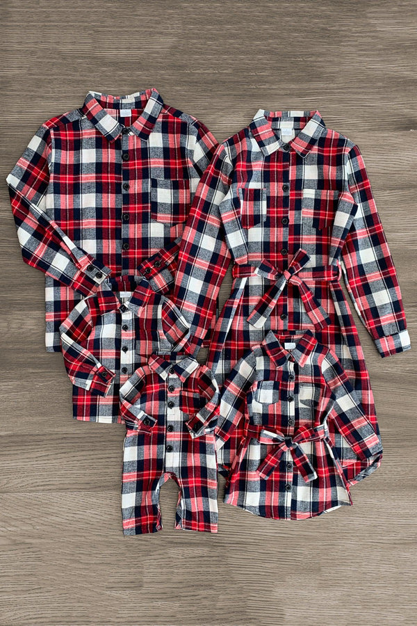 Red & Blue Plaid Family Shirt & Dress - Sparkle in Pink