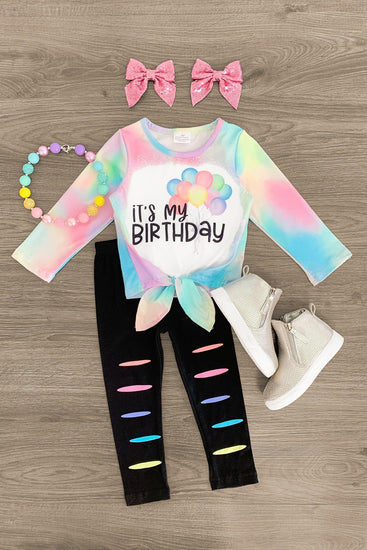 It's My Birthday Pastel Rainbow Capri Set