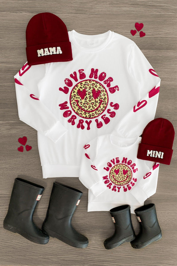 Mom & Me - "Love More Worry Less" Smiley Heart Top - Sparkle in Pink