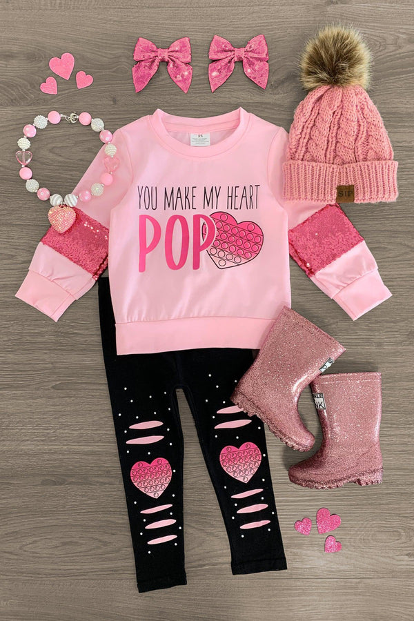 "You Make My Heart Pop" Pink Legging Set - Sparkle in Pink