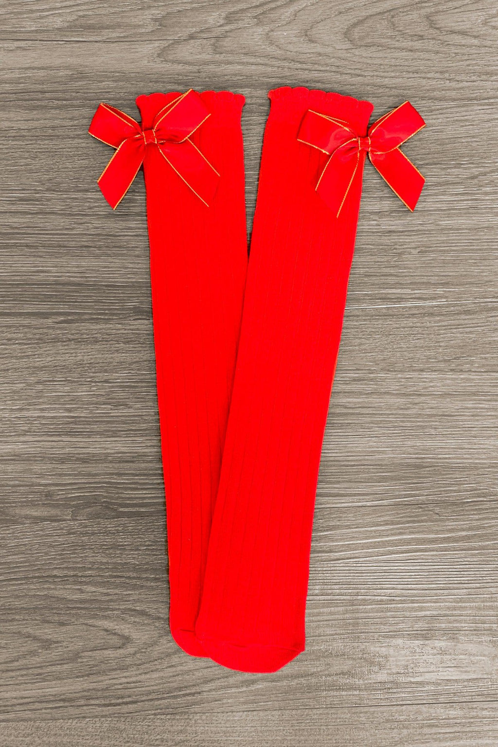 Red & Gold Bow Socks - Sparkle in Pink