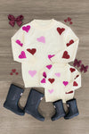 Mom & Me - Cream Heart Sweater - Sparkle in Pink