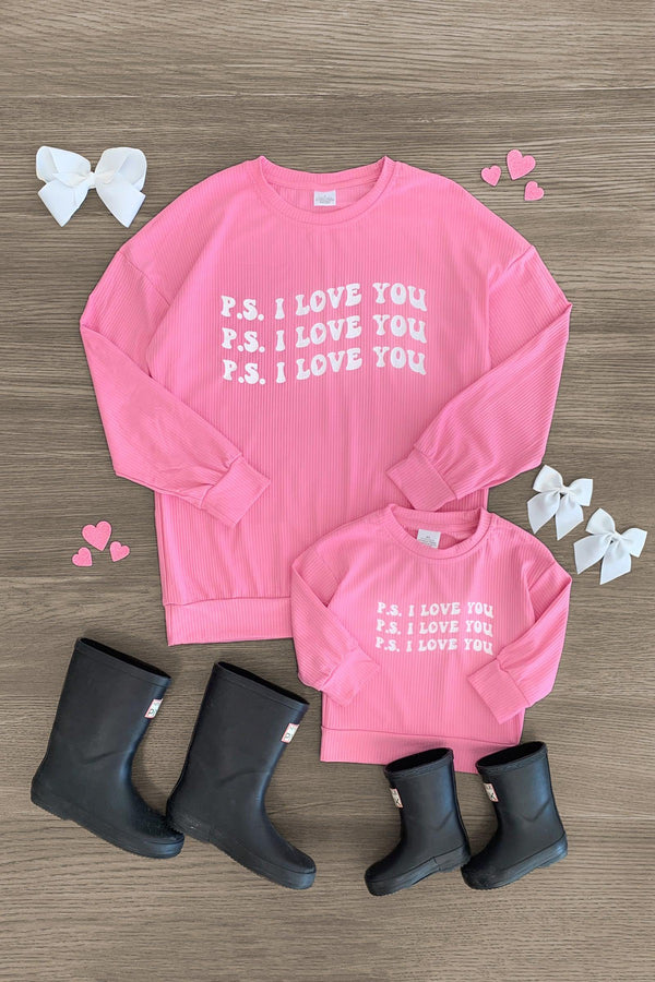 Mom & Me - "P.S. I Love You" Pink Top - Sparkle in Pink