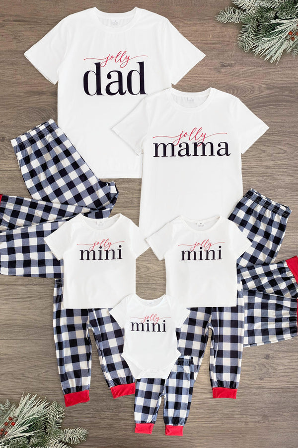 "Jolly Mini, Mama, Dad" Plaid Family Pajamas - Sparkle in Pink