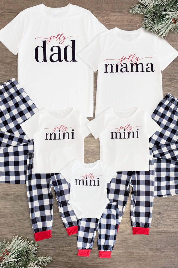 "Jolly Mini, Mama, Dad" Plaid Family Pajamas - Sparkle in Pink