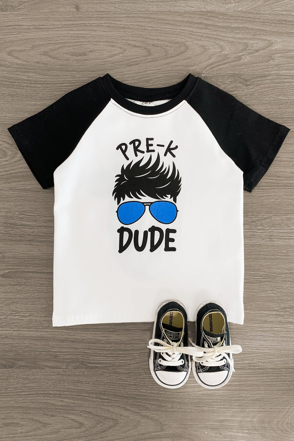 "Pre-K - 3rd Grade Dude" White & Black Top - Sparkle in Pink