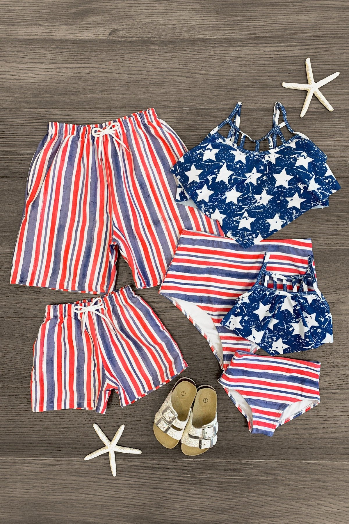USA Stars & Stripes Family Swimsuits - Sparkle in Pink