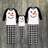 B&W Plaid Snowman Family Christmas Pajamas - AND PET BANDANA! - Sparkle in Pink