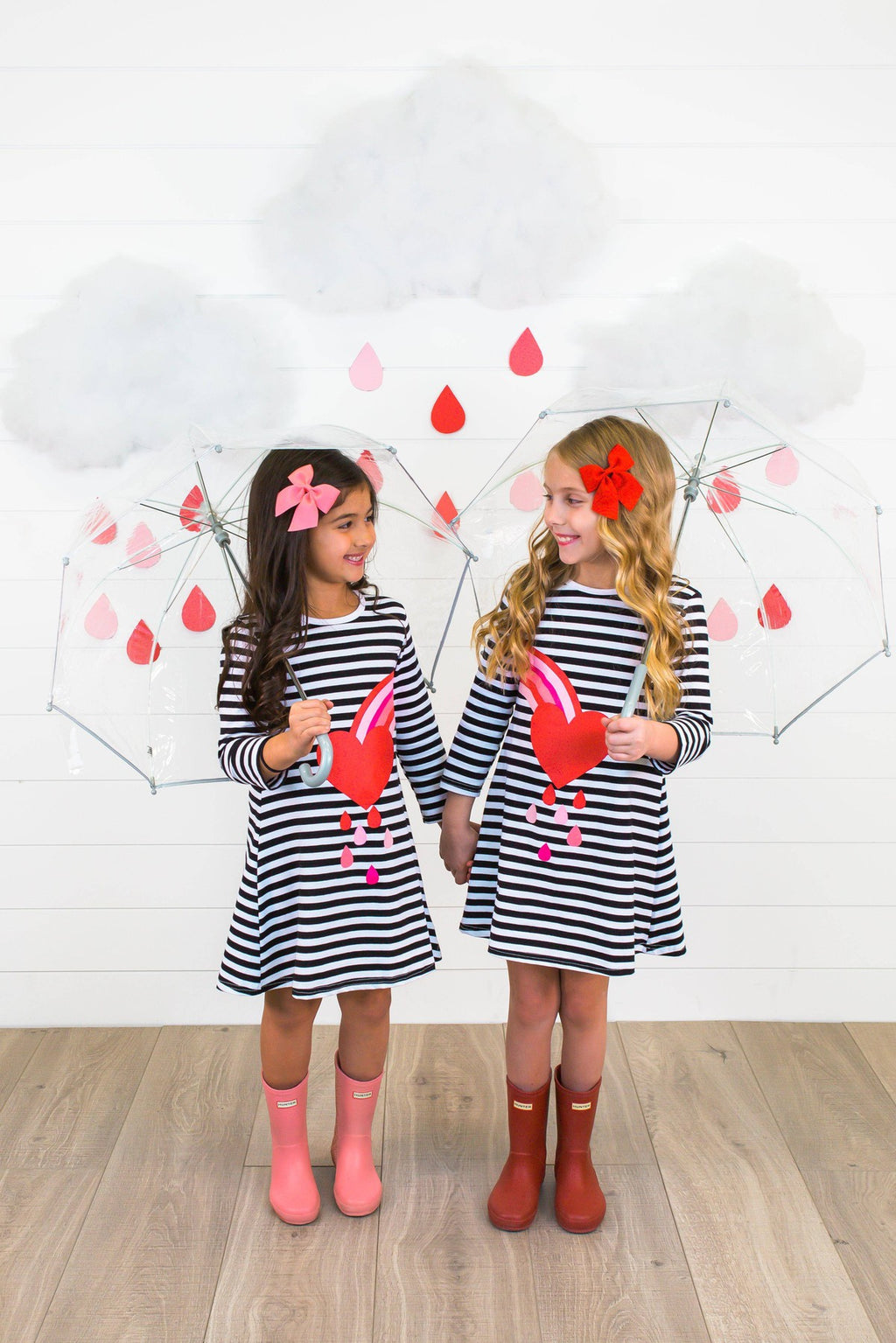 BEST FRIENDS Heart Rainbow Stripe Dress - Sparkle in Pink
