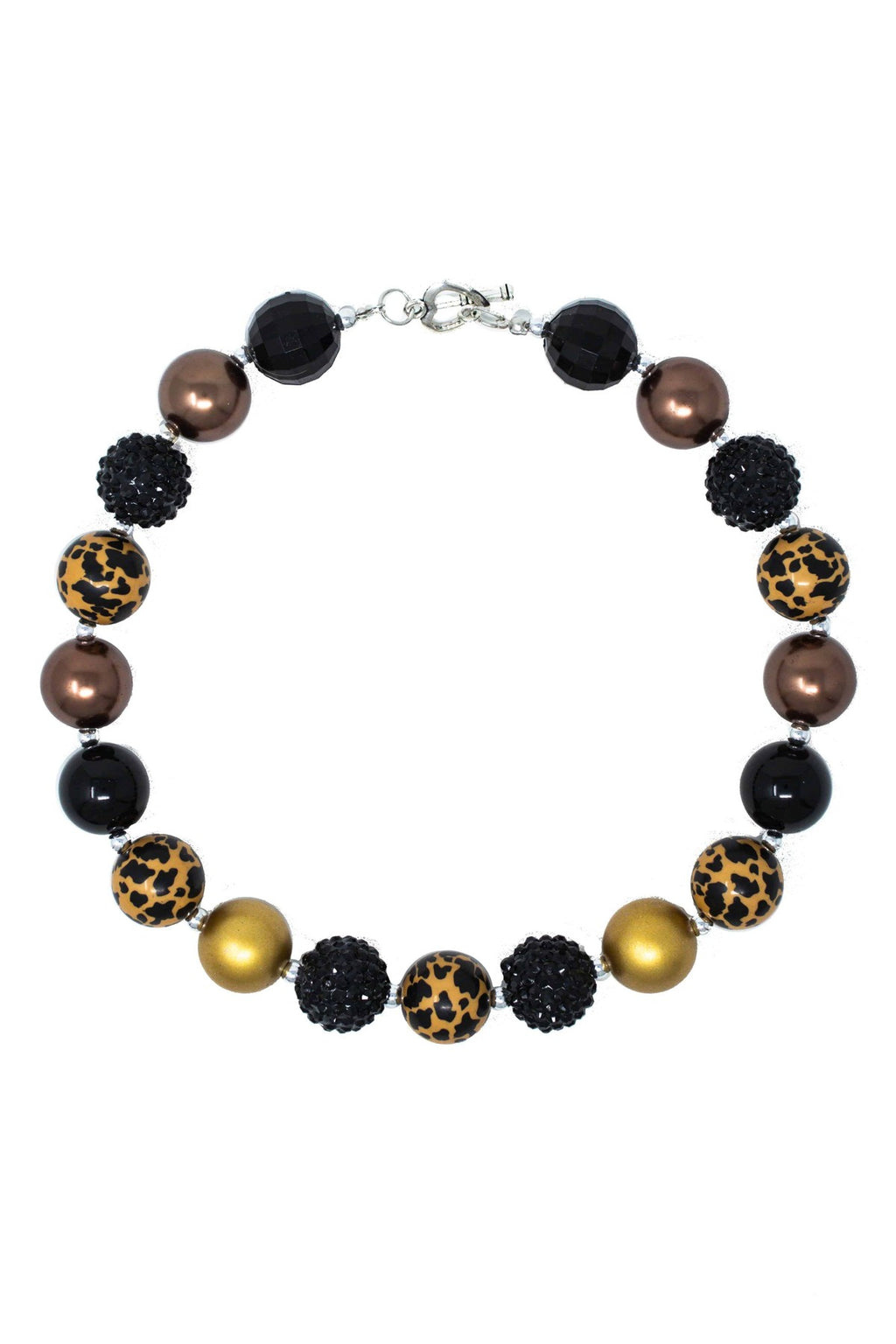 Black Cheetah Bubblegum Necklace - Sparkle in Pink