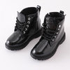 Black Glitter Lace-Up Combat Boots - Sparkle in Pink