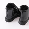 Black Glitter Lace-Up Combat Boots - Sparkle in Pink