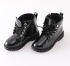 Black Glitter Lace-Up Combat Boots - Sparkle in Pink