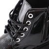 Black Glitter Lace-Up Combat Boots - Sparkle in Pink