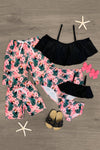 Black & Pink Tropical Family Swimsuits - Sparkle in Pink
