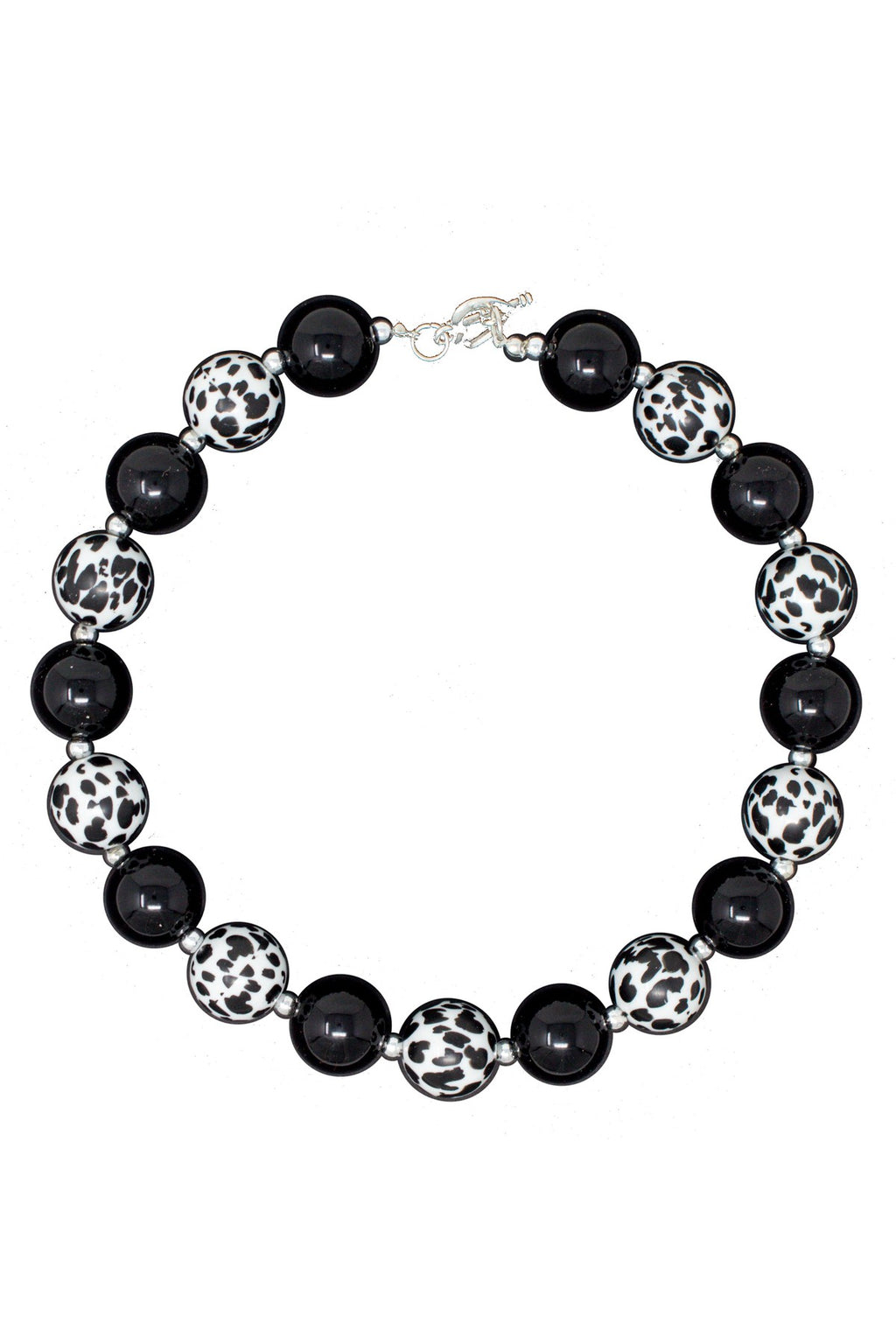 Black & White Cheetah Bubblegum Necklace - Sparkle in Pink