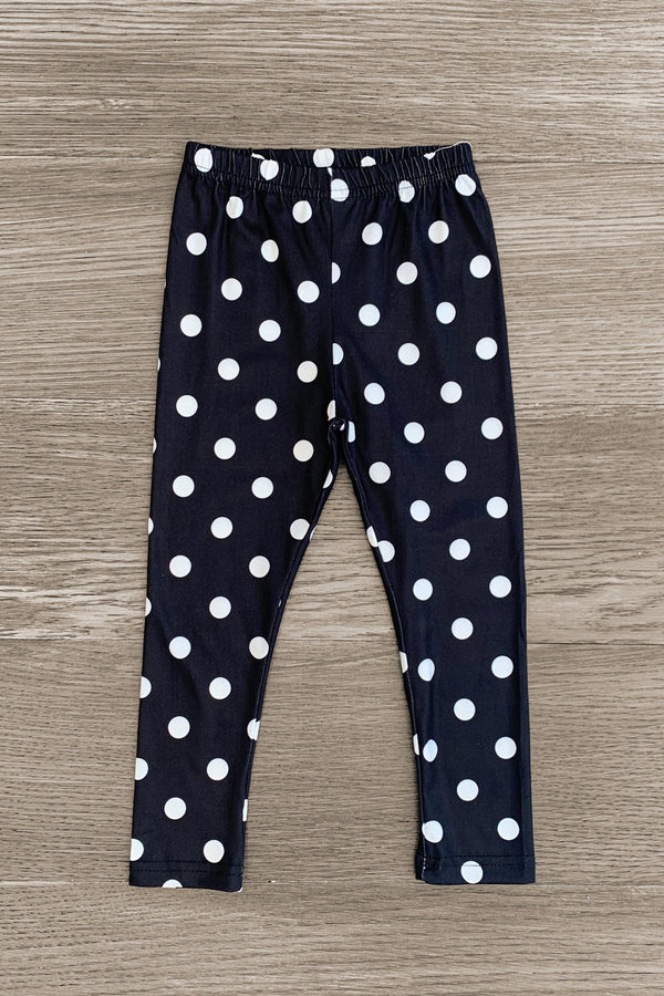 Black & White Polka Dot Leggings - Sparkle in Pink