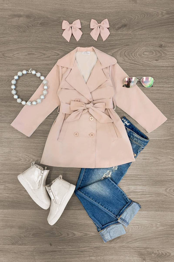 Blush Pink Trench Jacket - Sparkle in Pink