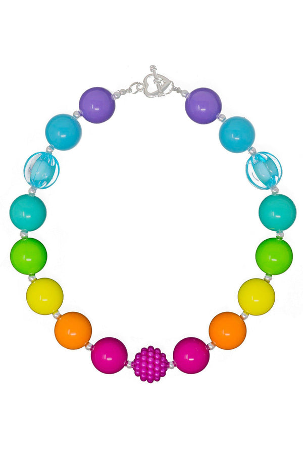 Bright Rainbow Bubblegum Necklace - Sparkle in Pink