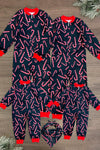 Candy Cane Onesie Family Pajamas - AND PET BANDANA! - Sparkle in Pink