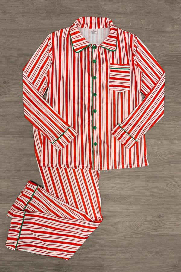 Candy Cane Stripe Family Pajamas - AND PET BANDANA! - Sparkle in Pink