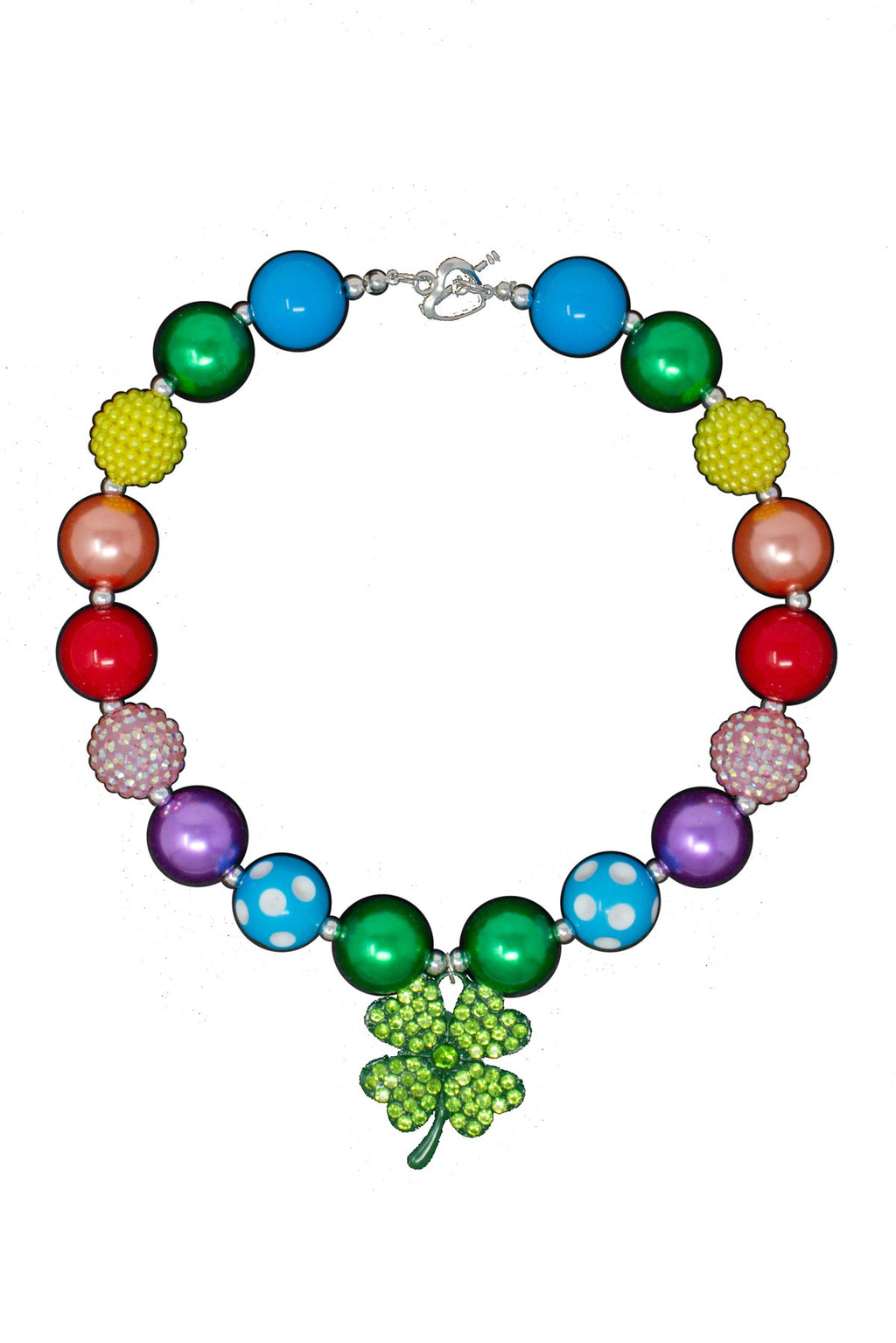 Colorful Clover Bubblegum Necklace - Sparkle in Pink