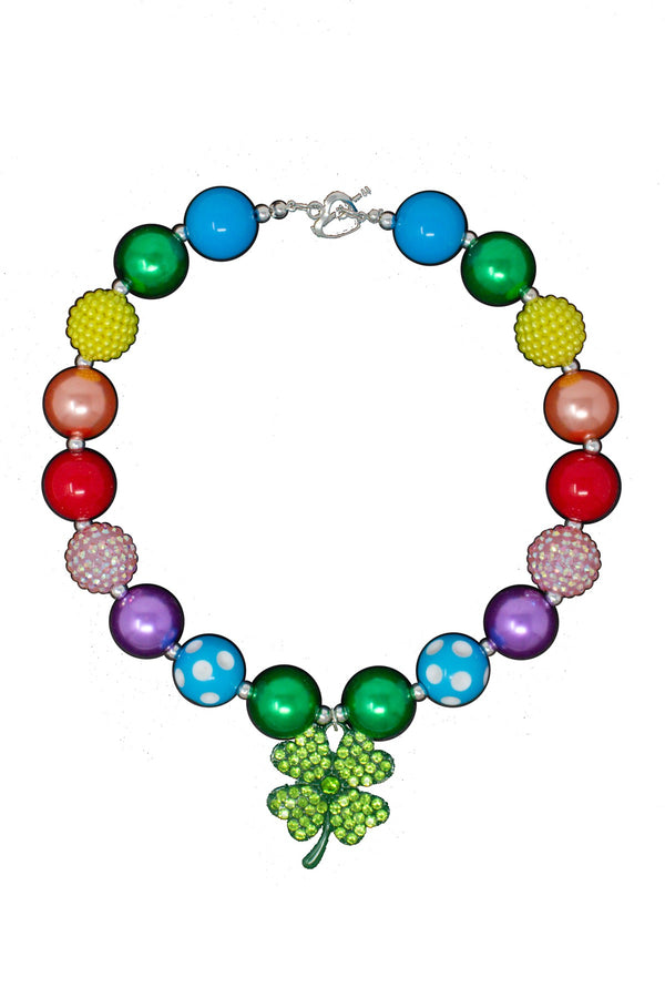Colorful Clover Bubblegum Necklace - Sparkle in Pink