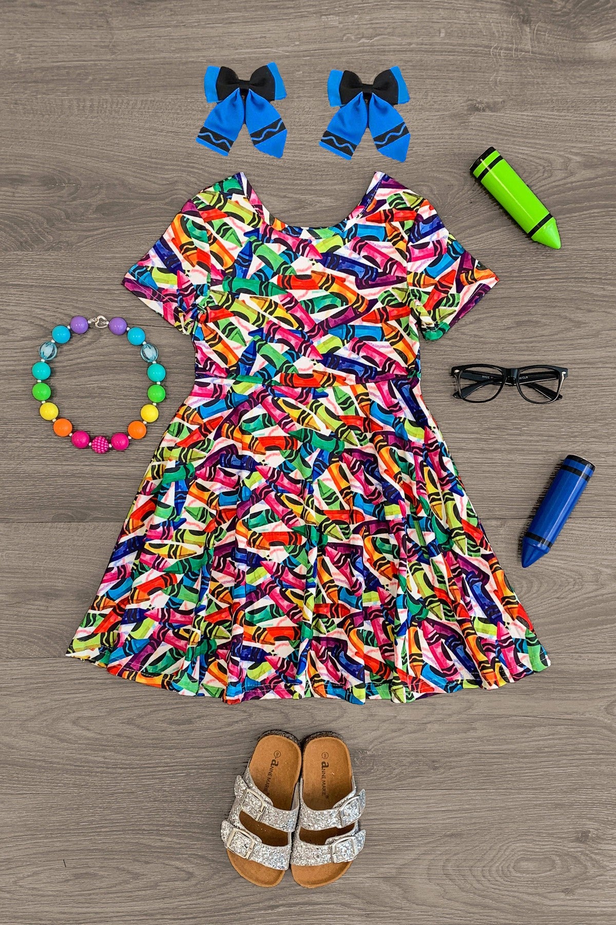 Colorful Crayon Dress - Sparkle in Pink
