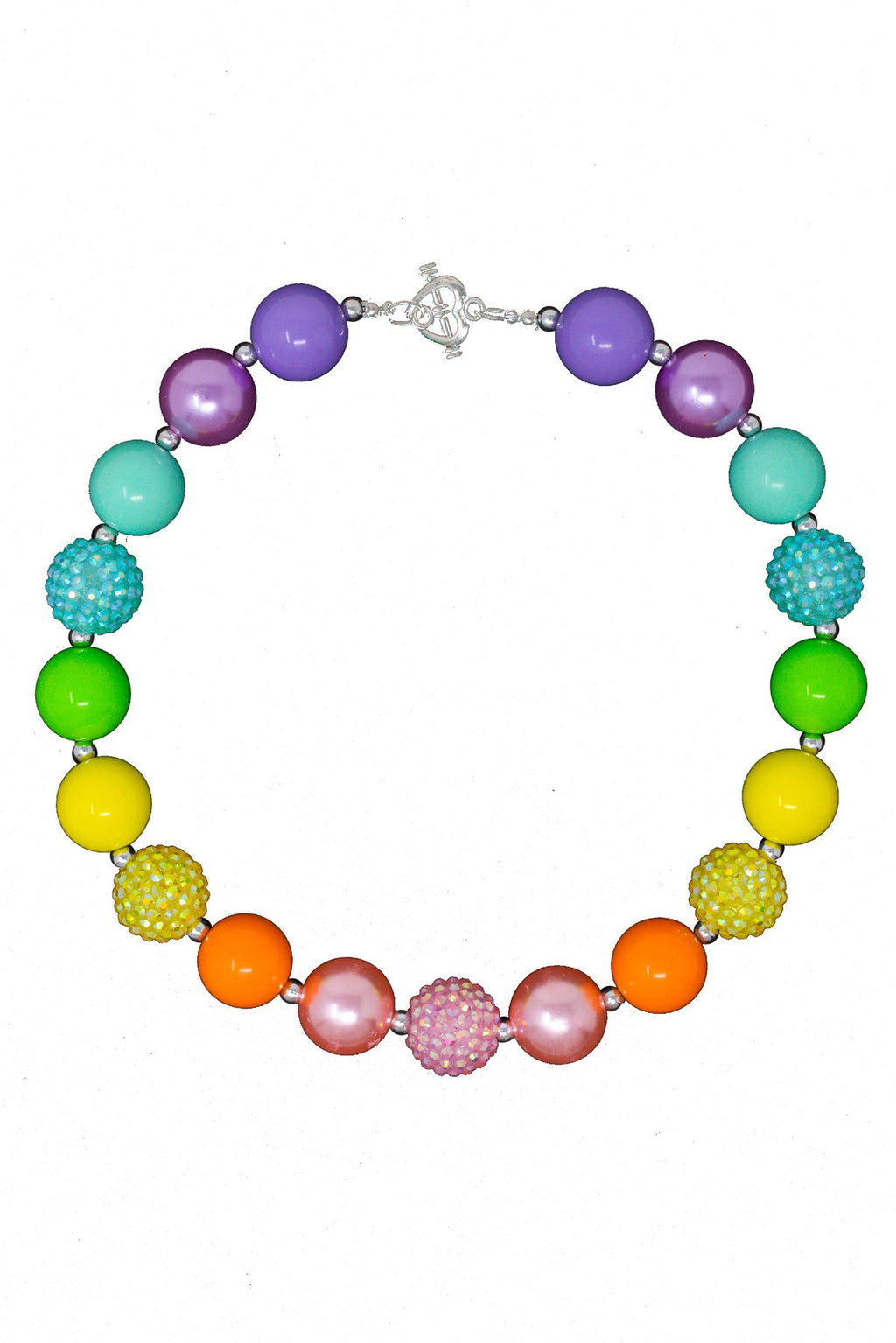 Colorful Rainbow Bubblegum Necklace - Sparkle in Pink