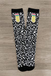 Composition Notebook Knee High Socks - Sparkle in Pink