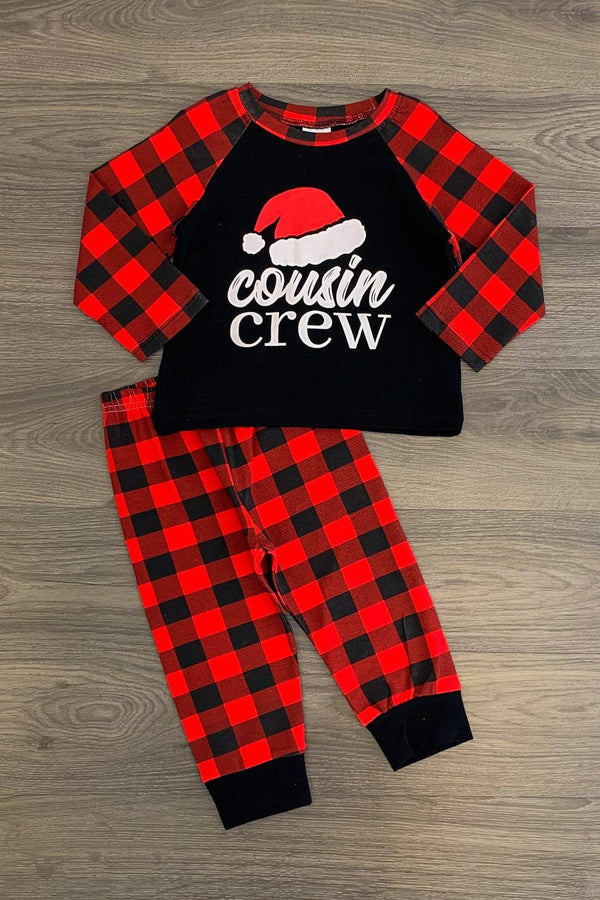 "Cousin Crew" Buffalo Plaid Pajamas - Sparkle in Pink