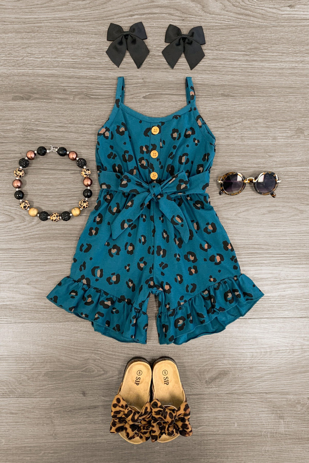 Dark Teal Leopard Tank Romper - Sparkle in Pink