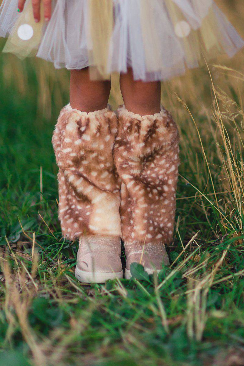 Deer Faux Fur Legwarmers - Sparkle in Pink