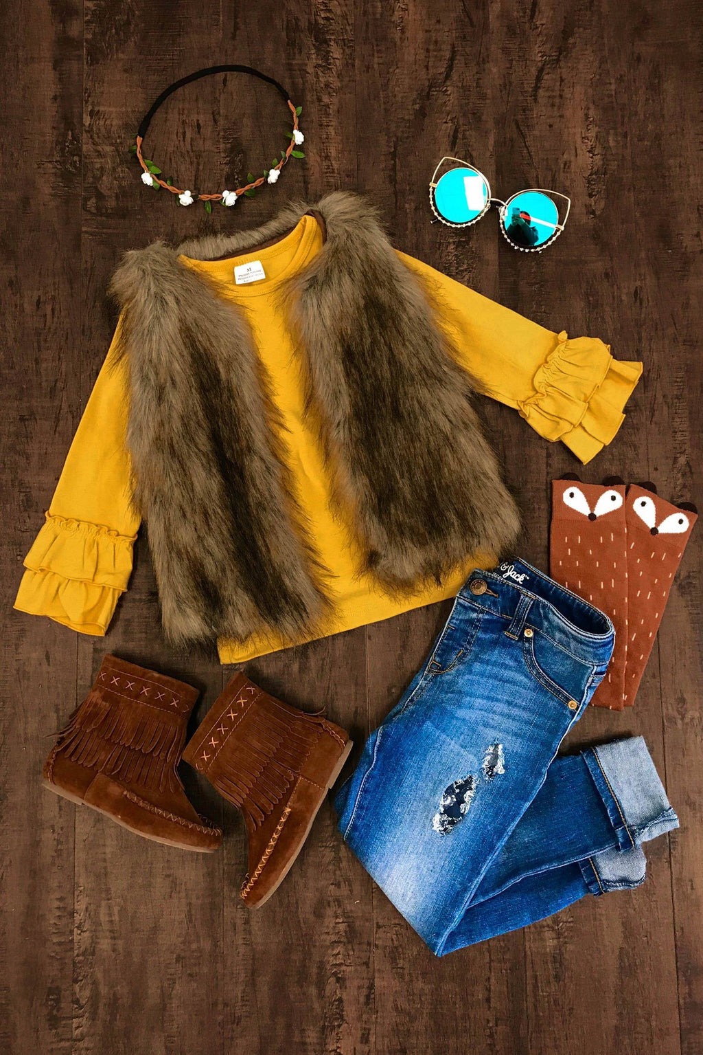 Deluxe Tan Fur Vest - Sparkle in Pink
