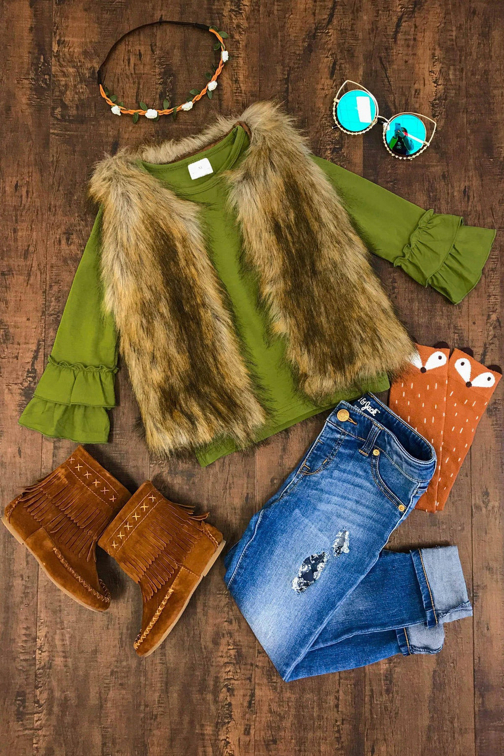 Deluxe Tan Fur Vest - Sparkle in Pink