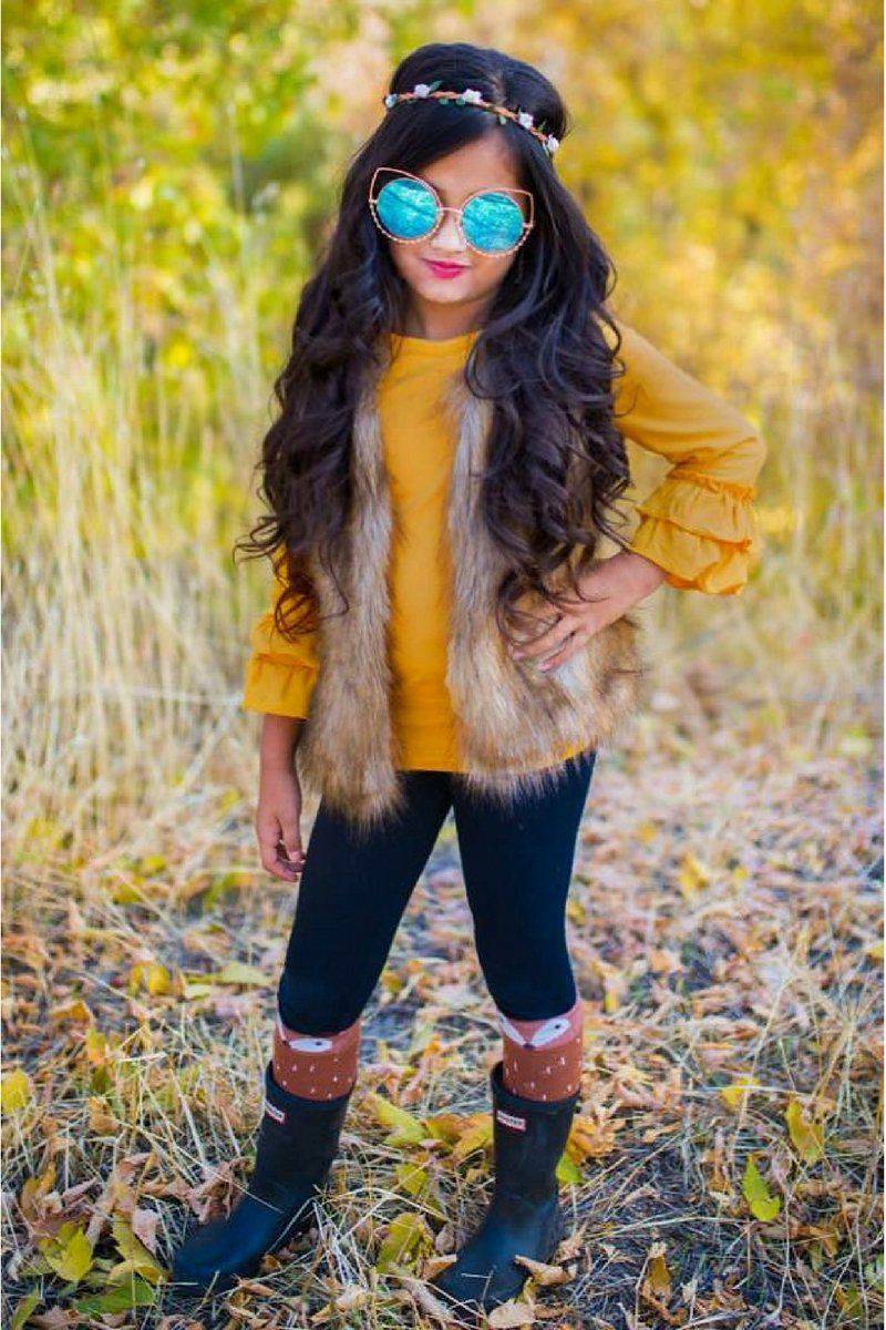 Deluxe Tan Fur Vest - Sparkle in Pink