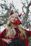 Devil Red Metallic Distressed Leggings