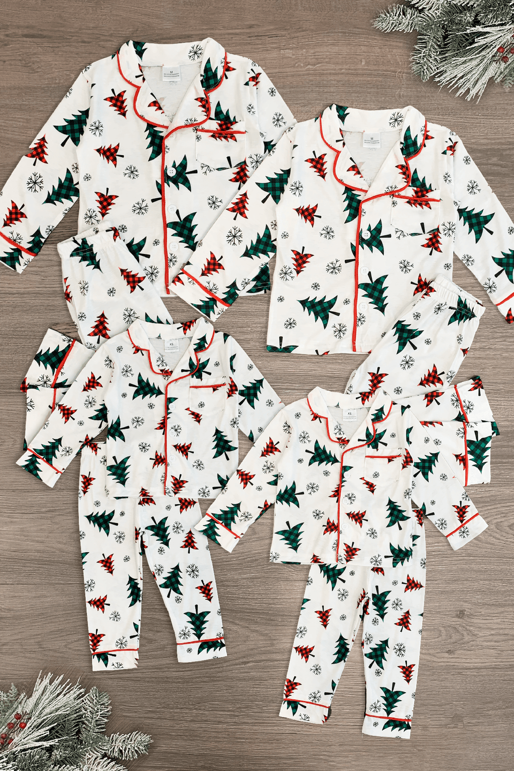 Festive Winter Trees Family Pajama Set - & Pet Bandana! - Sparkle in Pink