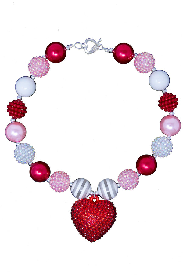 Follow Your Heart Bubblegum Necklace - Sparkle in Pink