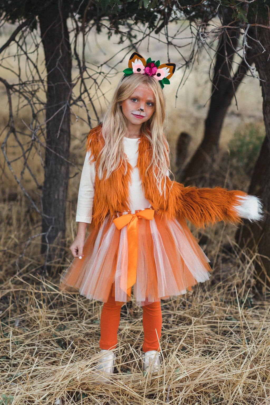 Fuzzy Fox Costume - 4 Piece Set - Sparkle in Pink