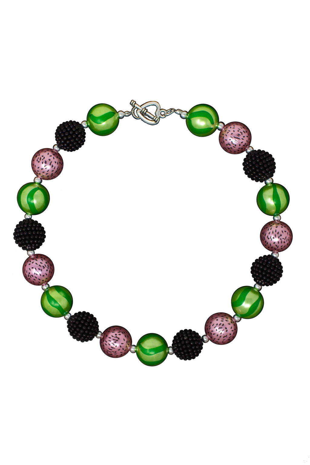 Green & Pink Watermelon Bubblegum Necklace - Sparkle in Pink
