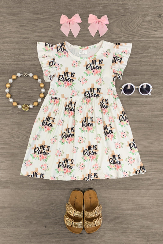 "He Is Risen" Floral Dress - Sparkle in Pink