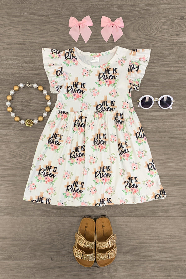 "He Is Risen" Floral Dress - Sparkle in Pink