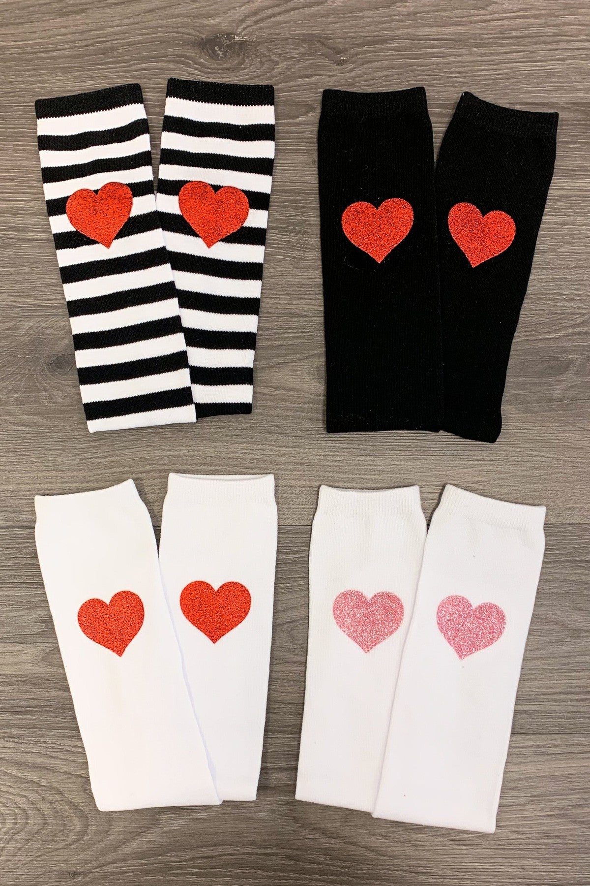 Heart Knee High Socks - Sparkle in Pink