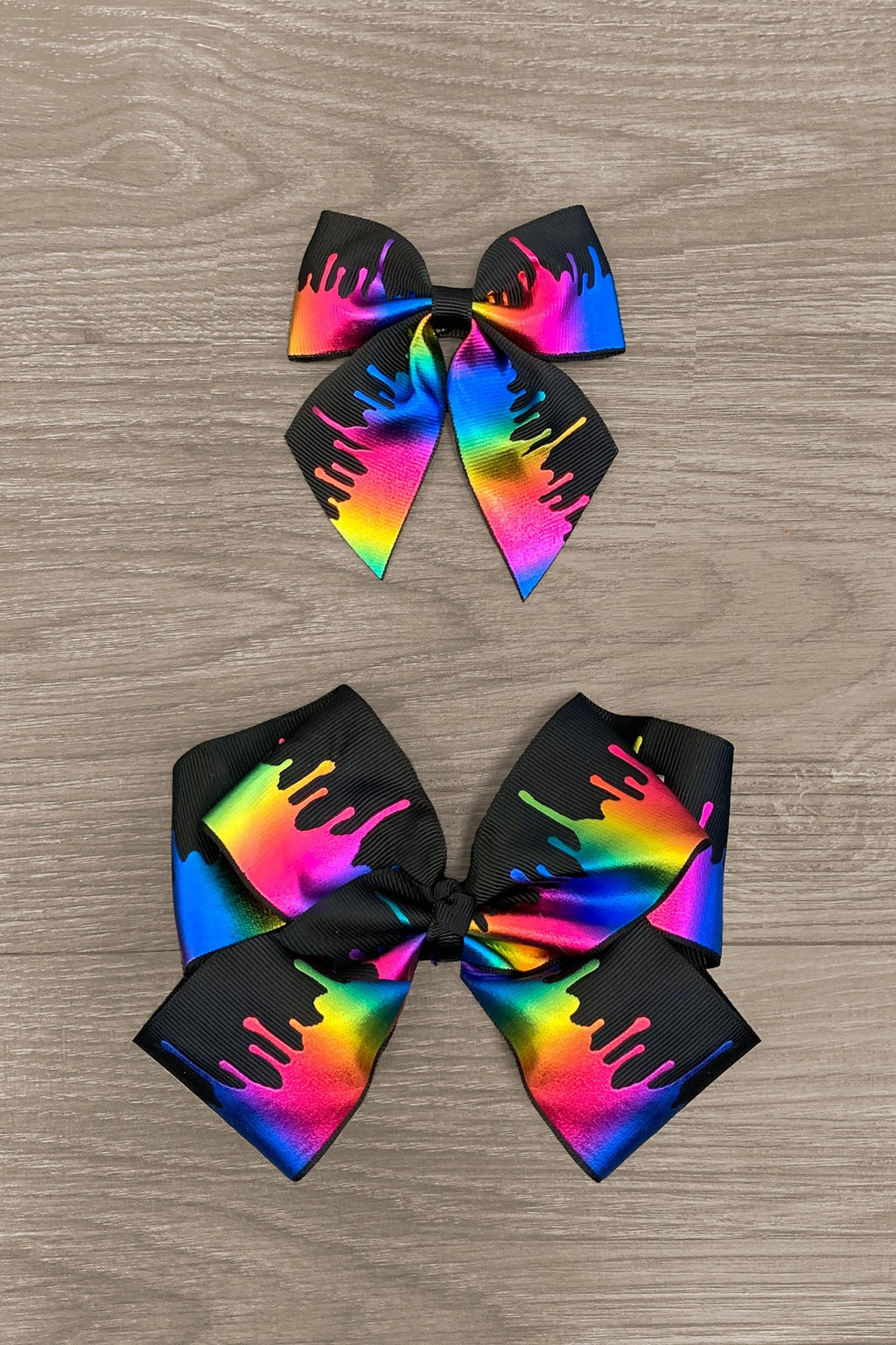 Holographic Melted Crayon Rainbow Bows - Sparkle in Pink