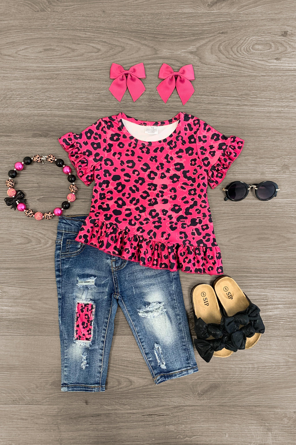 Hot Pink Cheetah Denim Capri Set - Sparkle in Pink