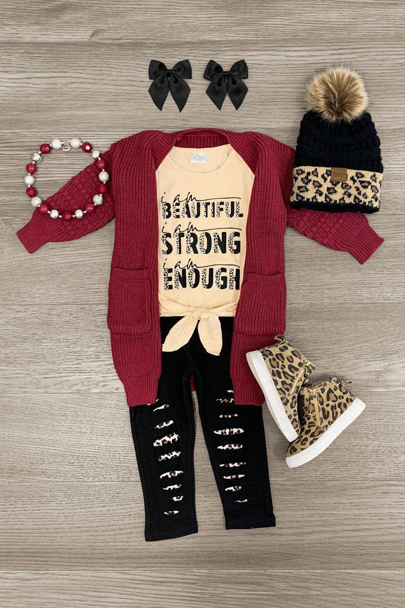"I am... Beautiful, Strong, Enough" Legging Set - Sparkle in Pink