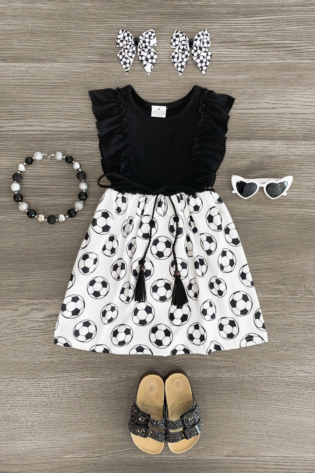 Black & White Soccer Dress - Sparkle in Pink