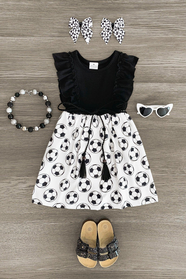 Black & White Soccer Dress - Sparkle in Pink