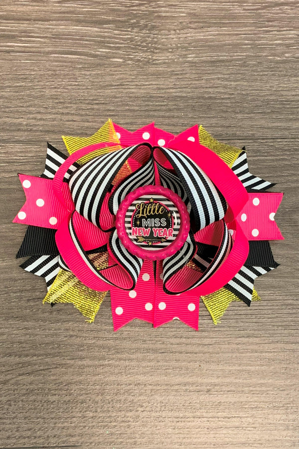 "Little Miss New Year" Bow - Sparkle in Pink